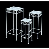 thumbnail of DanDiBo Blumenhocker Weiß Metall Eckig Blumenständer 96314 3er Set Beistelltisch Blumensäule Modern Pflanzenständer Pflanzenhocker