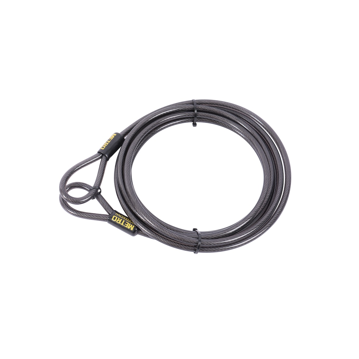 METRO PROFESSIONAL Cabo de segurança, aço/PVC, 5 m, 2 anéis, preto