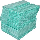 thumbnail of Grüne Welle, Universaltücher mit Textilcharakter, grün-weiß, 55 % Viskose, 45 % Polyester, ca. 25x38 cm, 100 Tücher