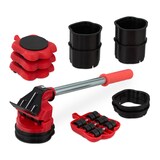 thumbnail of Möbelheber und Möbelroller Set, Transportrollen Möbel, bis 150 kg, drehbar, 8 Aufsätze, Möbelverschieber, rot/schwarz