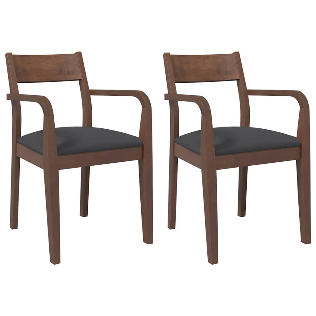 Chaises à manger coussins 2 pcs marron bois massif caoutchouc Modèle Quartz Élite