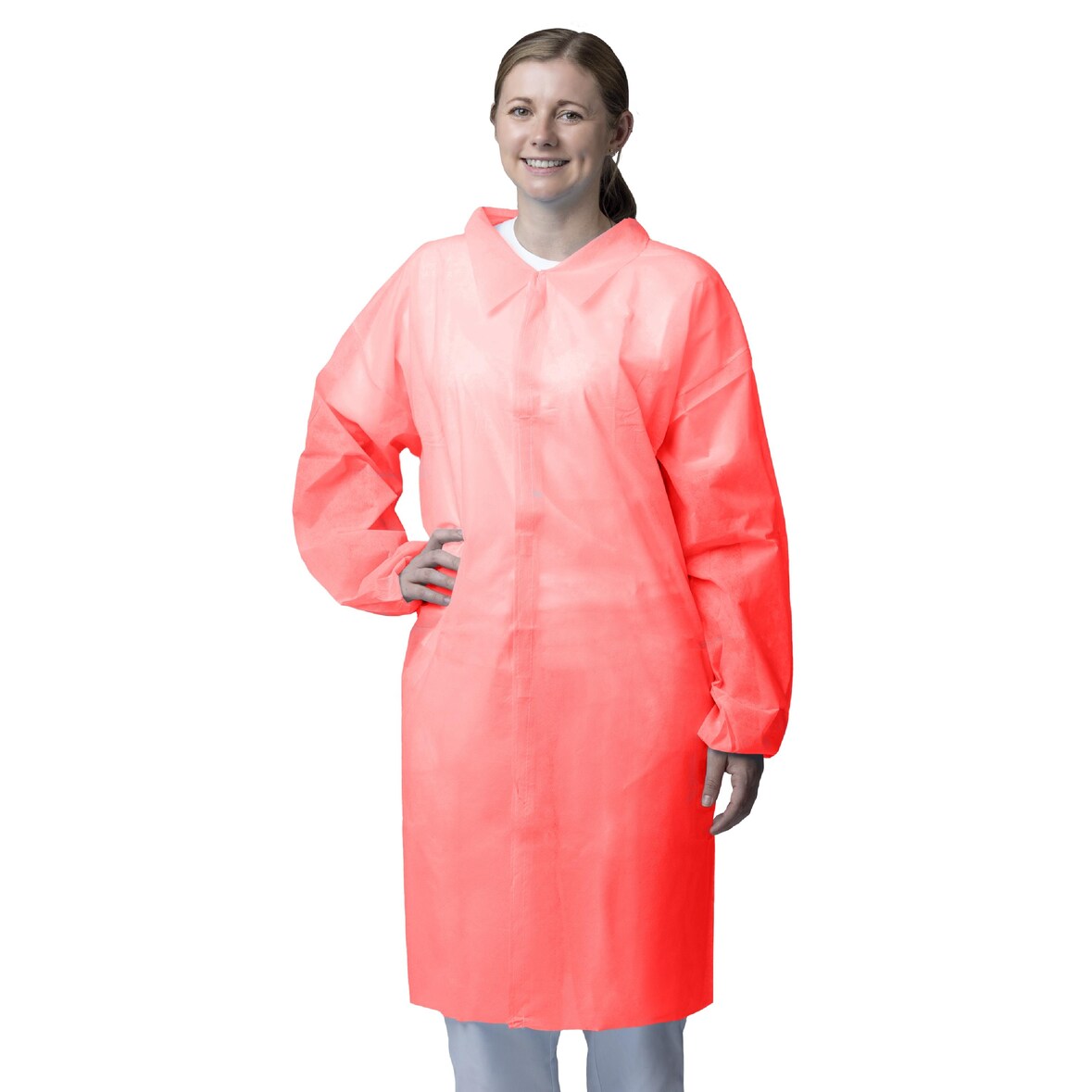 NITRAS PP-Besuchermantel mit Hemdkragen - Gr. 3XL - 50 Kittel - rot