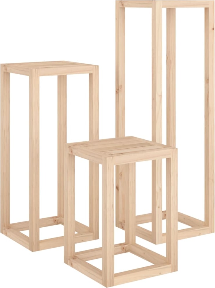 vidaXL 3-tlg. Pflanzenständer-Set Massivholz Kiefer
