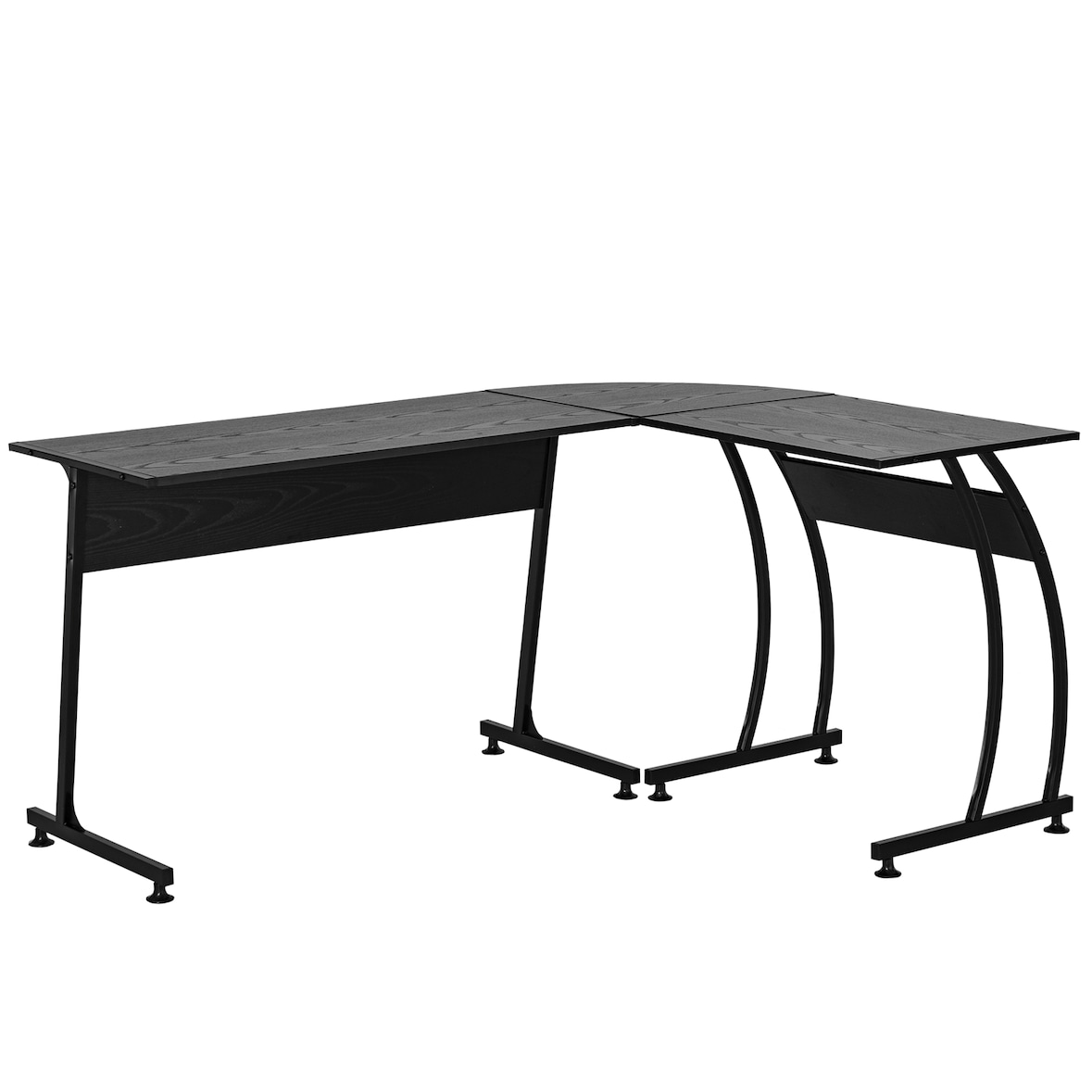 HOMCOM Mesa de Computadora de Forma L Estudio Gran Espacio 112,5x152x74cm Negro