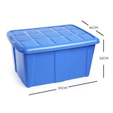 thumbnail of Caixa de arrumação de 60 litros em plástico azul com tampa e pega n.º 18