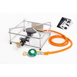 thumbnail of Hockerkocher - Gusseisen Gaskocher 2,5 KW Gusseisen/verchromt + Gasschlauch u. Druckminderer + Multitool