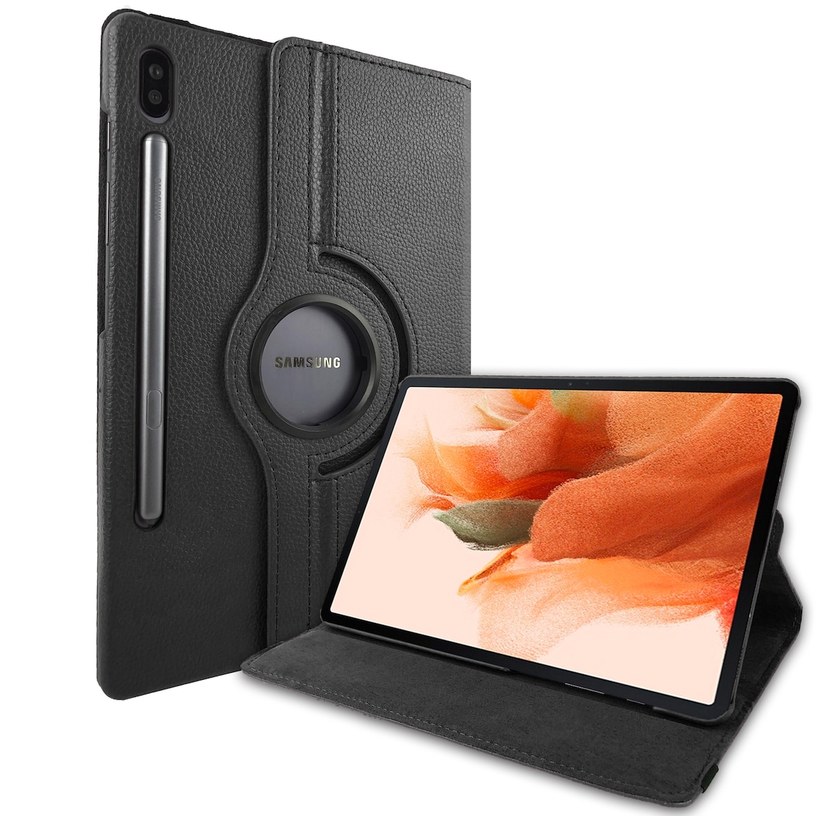 Hülle für Samsung Tab S7+ Plus Tab S T970 T975 S7 FE SM-T730 X800 Smart Cover Etui mit Standfunktion und Auto Sleep/Wake Funktion Schwarz