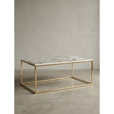 thumbnail of Couchtisch 100x60x40 cm mit Marmor Optik Weiß / Gold, Wohnzimmertisch mit Metall-Gestell, Sofatisch Eckig Tisch Wohnzimmer,