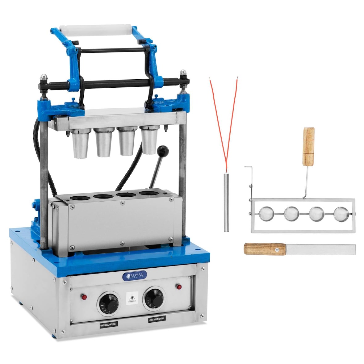 Royal Catering Waffeleisen für Eiswaffeln - 100 - 120 Waffeln/h - 55 x 70 mm -
