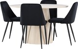 thumbnail of Lanzo Essgruppe Tisch Ø120cm und 4 Velours Stühle whitewash.