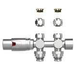 thumbnail of BELVIT Design Heizkörperventil Thermostat Edelstahl gebürstet für Wand- und Bodenanschluss 1/2" PEX 16 x 2mm Konus M30