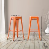 thumbnail of CHEFGASTRO 2er Set Barhocker PALAU HxBxT 76x43x43cm Metall Orange Barstuhl