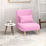 thumbnail of HOMCOM sofá cama individual sillón cama plegable tapizado en lino con respaldo ajustable en 5 posiciones y almohada 72x75x85 cm rosa