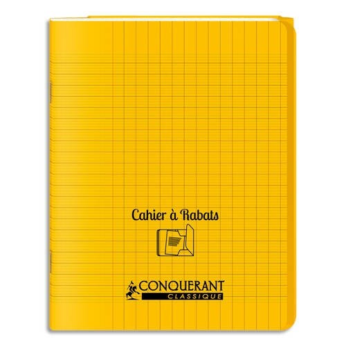 Lot de 10 Cahier à Rabats PP piqué 17x22, 96p./48 feuilles 90g/m², Séyès, coloris jaune