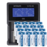 thumbnail of CR123 A Li-Ion Akku mit 3,7 Volt, 850mAh 16 Stück und LCD-Schnell-Ladegerät