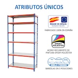 thumbnail of SimonRack Metallregal, 2500x800x300 mm, 6 Ebenen, Metallboden, 180 kg Biegepunkt, Blau/Orange/Verzinkt - Simonclick