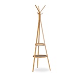 thumbnail of Relaxdays Garderobe mit Ablage, dreiarmiger Bambus Kleiderständer mit 6 Haken, Kleiderablage HxBxT: 171x50x50cm, natur