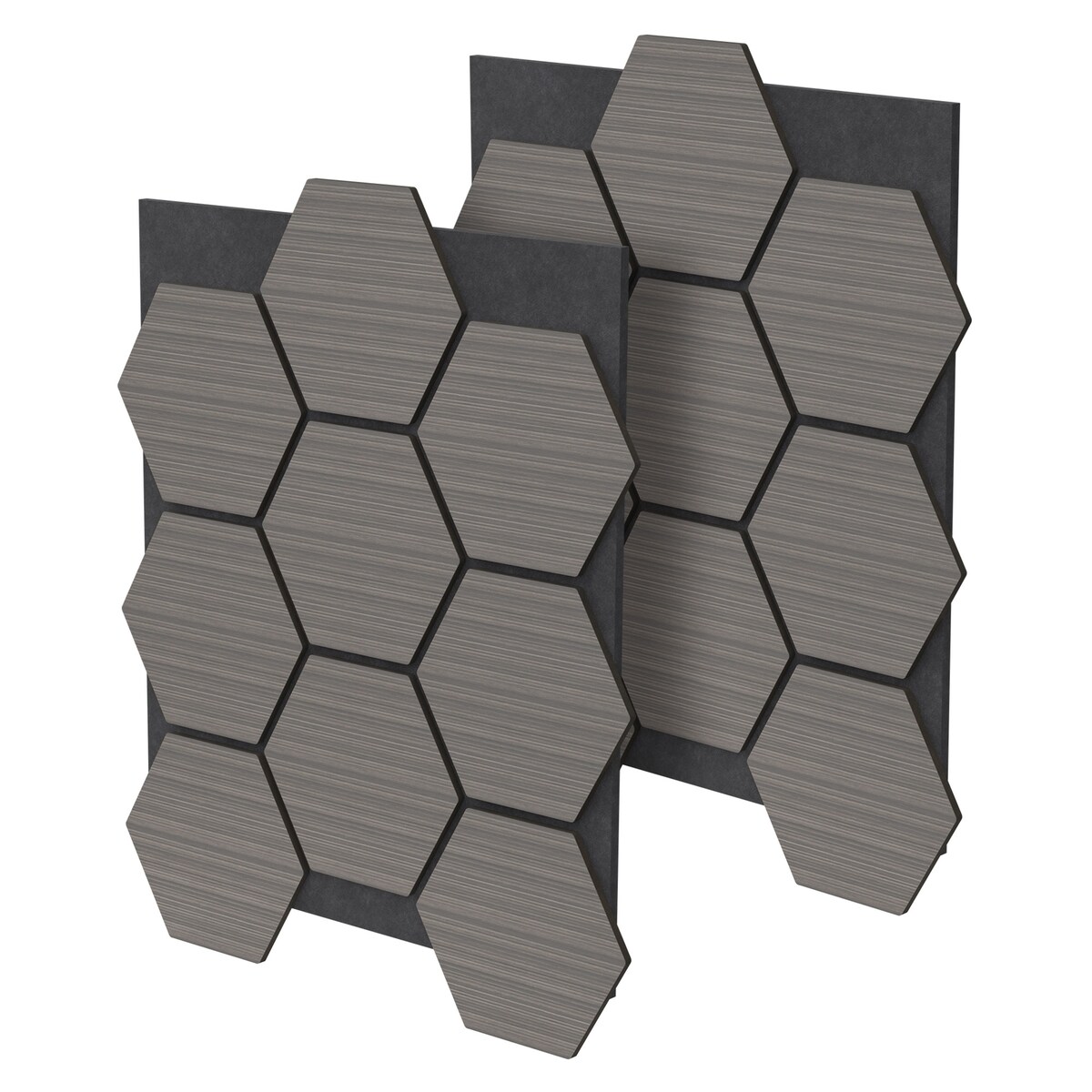 ML-Design 2er Set Akustikpaneele 66x81x2 cm 1 m² Grau MDF Hexagon Holzoptik Schalldämmung Wandpaneele Büro Studio Akustik