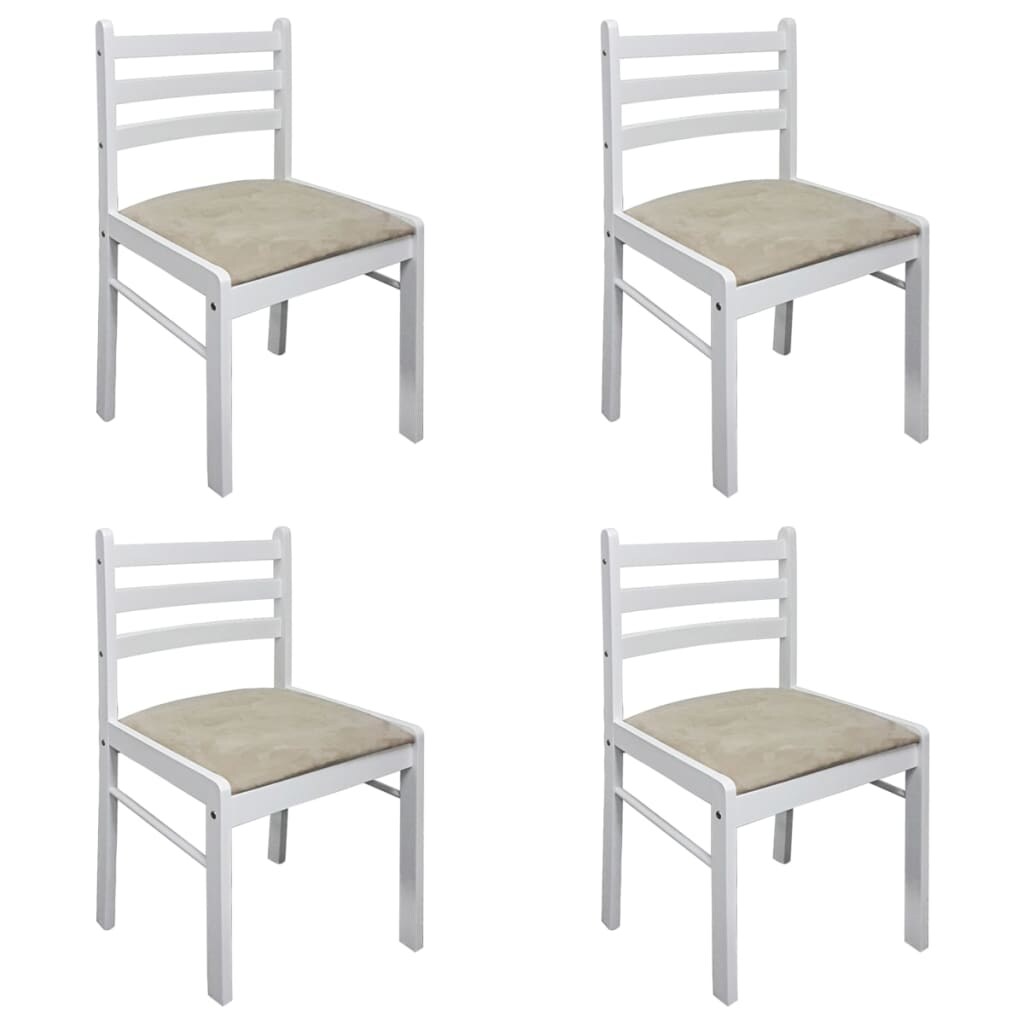 Sillas de comedor 4 uds madera maciza caucho terciopelo blanco