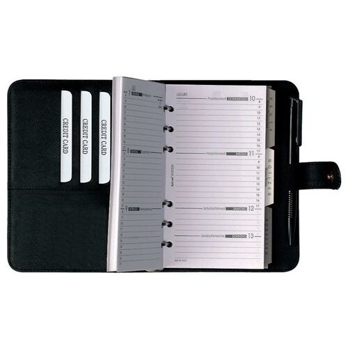 bind Zeitplaner 16501-1 DIN A6 ohne Kalender Lederimitat schwarz