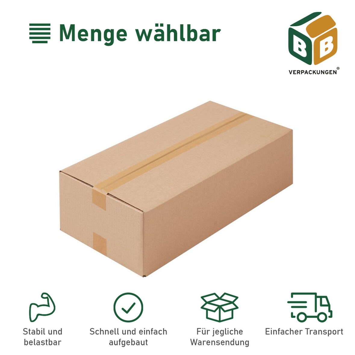 100 x Faltkarton (590 x 290 x 140 mm) stabil 1-wellig Versandkarton Päckchen DHL Hermes Schachtel Box Paket braun BB-Verpackungen