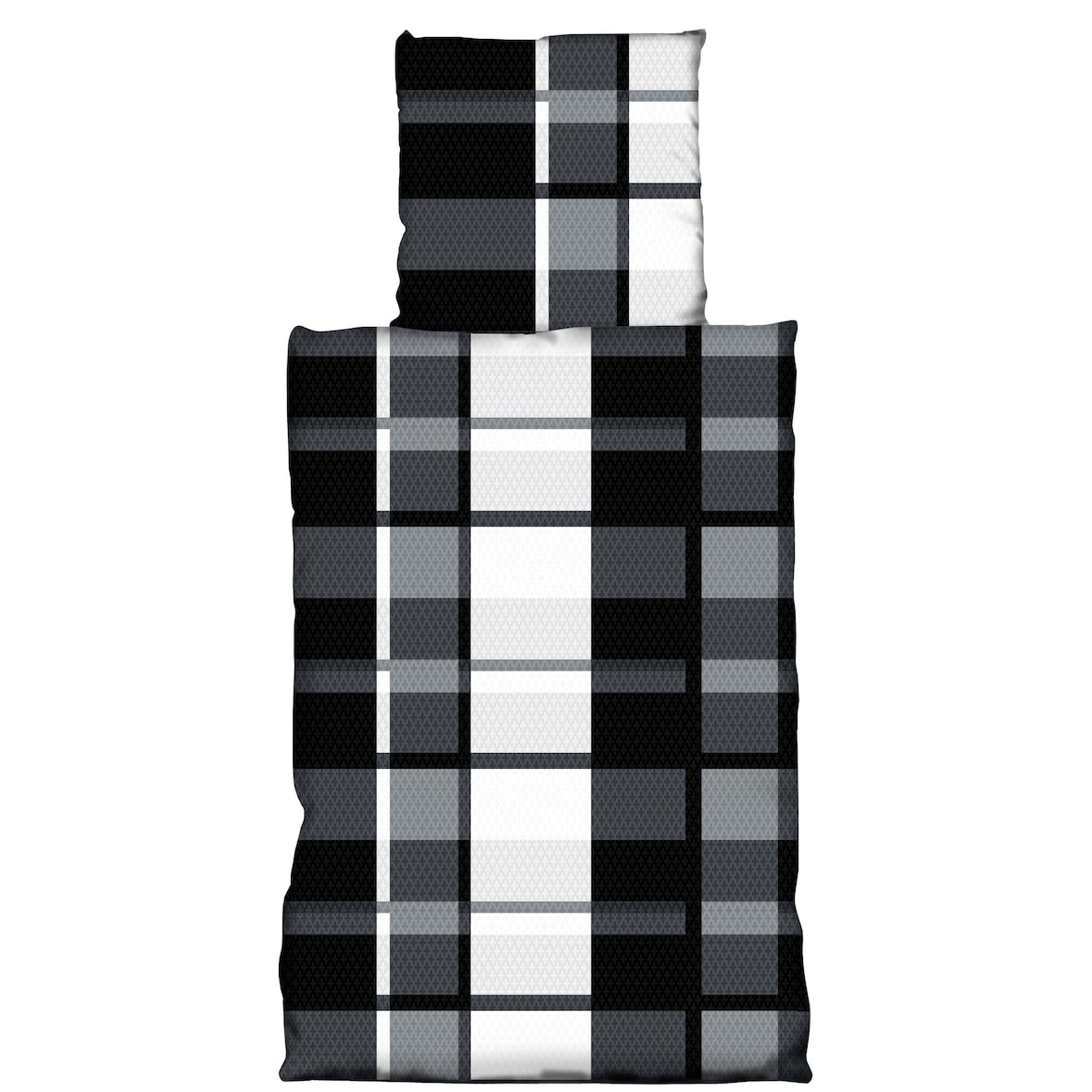 Winterbettwäsche 155x220 Fleece Gestreift Schwarz Grau Ornamente Set mit Reißverschluss