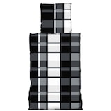 thumbnail of Winterbettwäsche 155x220 Fleece Gestreift Schwarz Grau Ornamente Set mit Reißverschluss