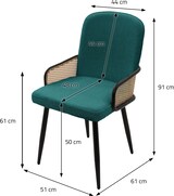 thumbnail of ML-Design Esszimmerstühle 6er Set Petrol, Stoff, Rattan-Optik Armlehnen, gepolstert, Metallbeine, ergonomische Küchen- & Esszimmerstühle