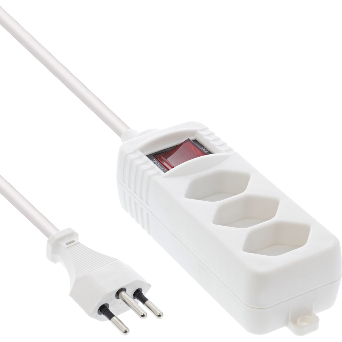InLine® 16431X InLine® Steckdosenleiste SCHWEIZ, 3-fach, mit Schalter, 1,5m, weiß
