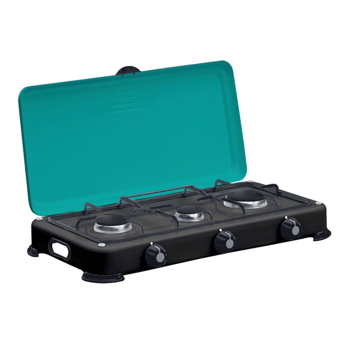 Plaque de cuisson portable 3 feux 4100W Brûleurs + Grille en Fonte amovibles Réchaud gaz Butane ou Propane GOLD III INTEC