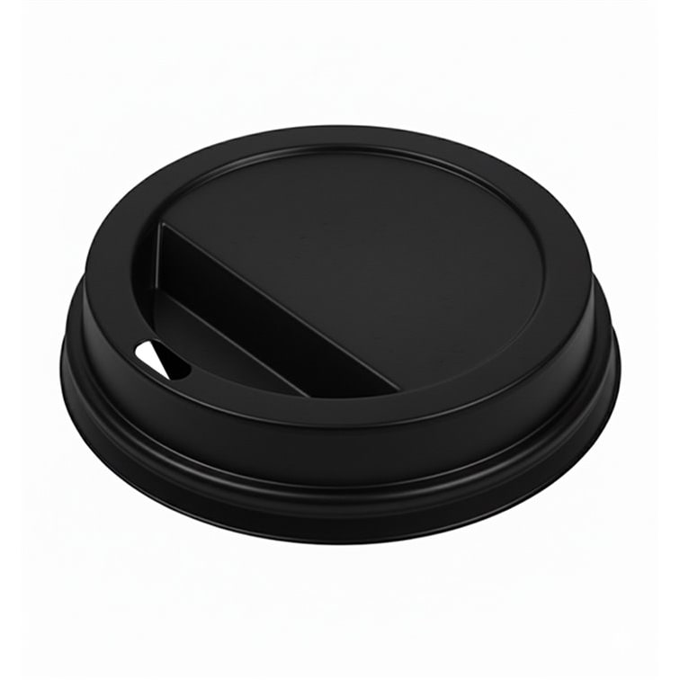 MONOUSO - Zwarte PS Deksel Travel Met Gat voor Kartonnen Bekers Ø9,0cm (50 stuks)