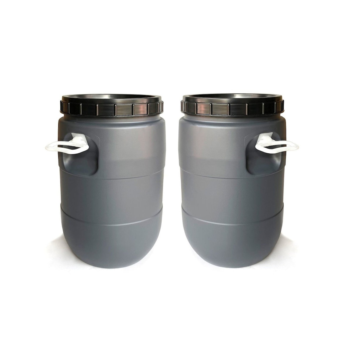 Bidon de boca ancha de 30 litros | X2 UNDS | Con Asas | Gris y Negro -