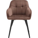 thumbnail of tectake Chaise rembourrée en velours matelassé avec dossier continu brun/noir - 405724