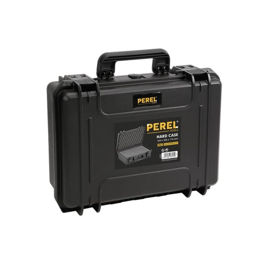 Hartschalen-Koffer, wasserdicht (IP67), Noppenschaumstoff, Rasterschaumstoff, 2 Schlösser, Polypropylen, Schwarz, 464 x 366 x 176 mm