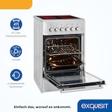 thumbnail of Exquisit Elektro-Standherd ECM 5-4.1 Inox | EEK: A | 46,6 l Garraum | Glaskeramik Kochfeld | Umluft