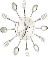 thumbnail of vidaXL Wanduhr mit Löffel und Gabel Design Silbern 31 cm Aluminium