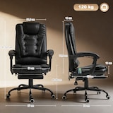 thumbnail of Bürostuhl mit 7 Massagepunkten, ausziehbarer Fußstütze, höhenverstellbar, mit Fernbedienung und schwarzem PU-Bezug