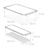thumbnail of Relaxdays Kühlschrank Organizer, 3er Set Kühlschrankeinsätze, 2 Größen, Kühlschrankboxen mit Deckel, transparent/weiß