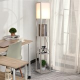 thumbnail of Lámpara de Pie de Madera con 3 Estantes para Bombilla E27 Potencia Máx. 40W Lámpara Moderna para Salón Dormitorio 26x26x160 cm Roble y Blanco