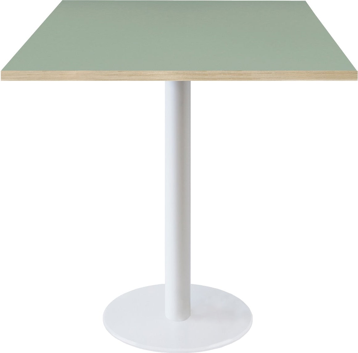 RestooTab - Tisch Rome weiß 70x70cm Dekor grün celadon Kanten in Holzoptik