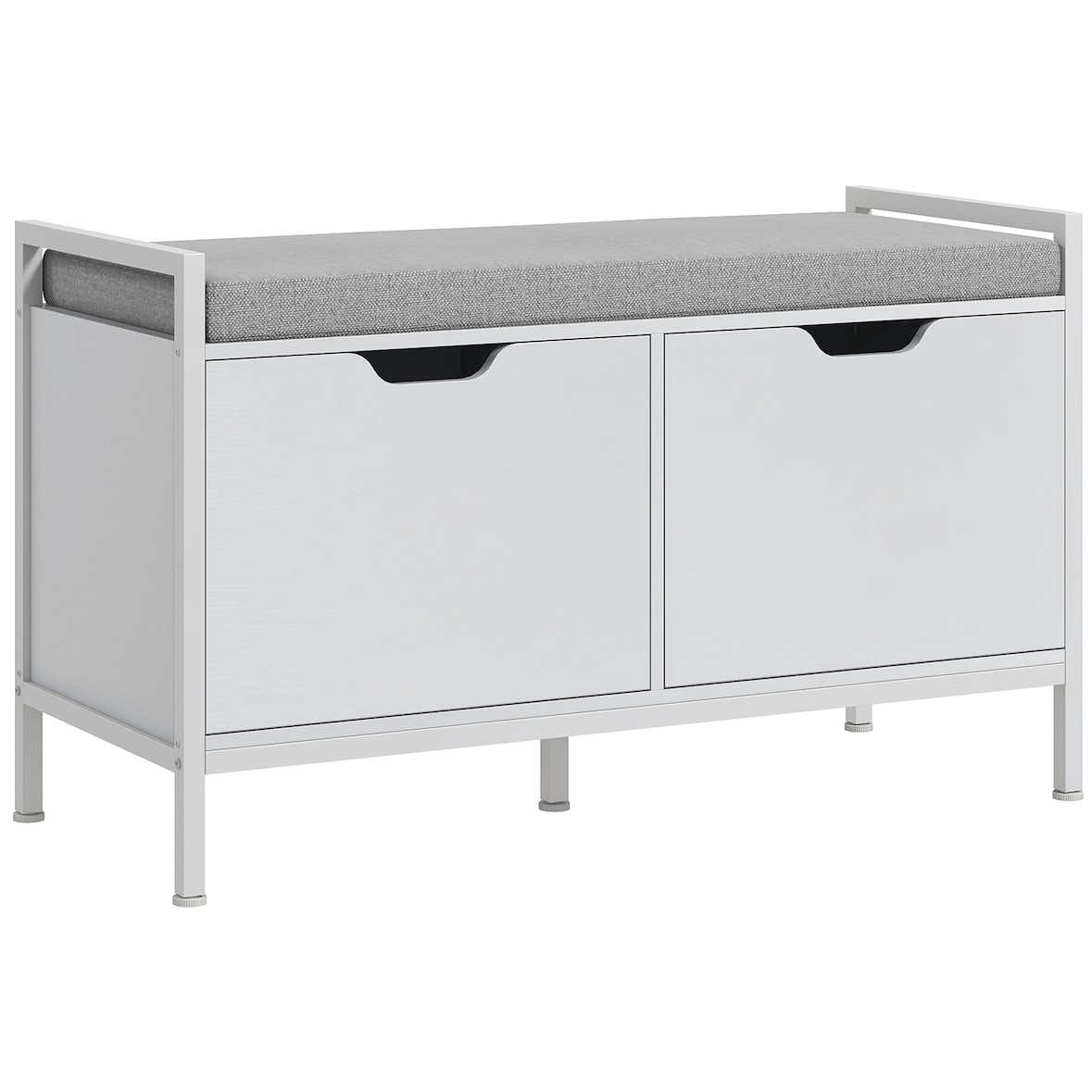 Banco zapatero mueble zapatero con asiento cojín extraíble para 4 pares de zapatos banco zapatero para entrada recibidor pasillo 84x35x50 cm blanco