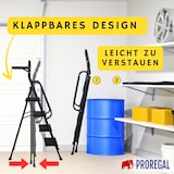 thumbnail of PROREGAL Profi-Trittleiter klappbar mit Handbügel und Werkzeugablage 4 Stufen 160x51x87cm Traglast 150kg Stahl Schwarz Klappleiter Haushaltsleiter