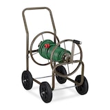 thumbnail of Relaxdays Schlauchwagen XL, fahrbare Schlauchtrommel, Metall, für 60m Schlauch, 4 Räder, mit Kurbel, 90° Abrollen, braun