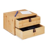 thumbnail of Relaxdays Schreibtisch Organizer, Büroorganisator 2 Schubladen, Bambus, Schubladenkasten, HBT: 14,5 x 25 x 20 cm, natur