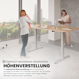 thumbnail of bümö elektrisch höhenverstellbarer Konferenztisch in weiß 220x103 cm, Gestell: Silber - Besprechungstisch rund-oval, großer elektrischer Meeting