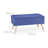 thumbnail of Relaxdays Sitzbank mit Stauraum, gepolstert, Holzbeine, Truhenbank Stoffbezug, HxBxT: 39,5 x 79,5 x 39,5 cm, blau