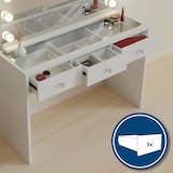 thumbnail of Schminktisch LILLE - Holz Weiß 120x50x144 cm | Schminktisch Beleuchtung Spiegel Kosmetiktisch Frisiertisch Stauraum