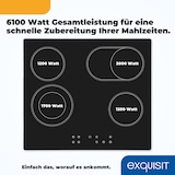 thumbnail of Exquisit Kochfeld EKC 601-2.1 BZ | Glaskeramik | Touch Control | 4 Kochstellen | Bräterzone | 6100 W