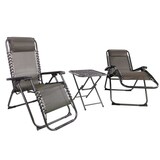 thumbnail of 3 tlg. Relax Set Sessel m. Kopfkissen Tisch Gartenstuhl Gartenmöbel Liegesessel schwarz/taupe : Schwarz/Taupe