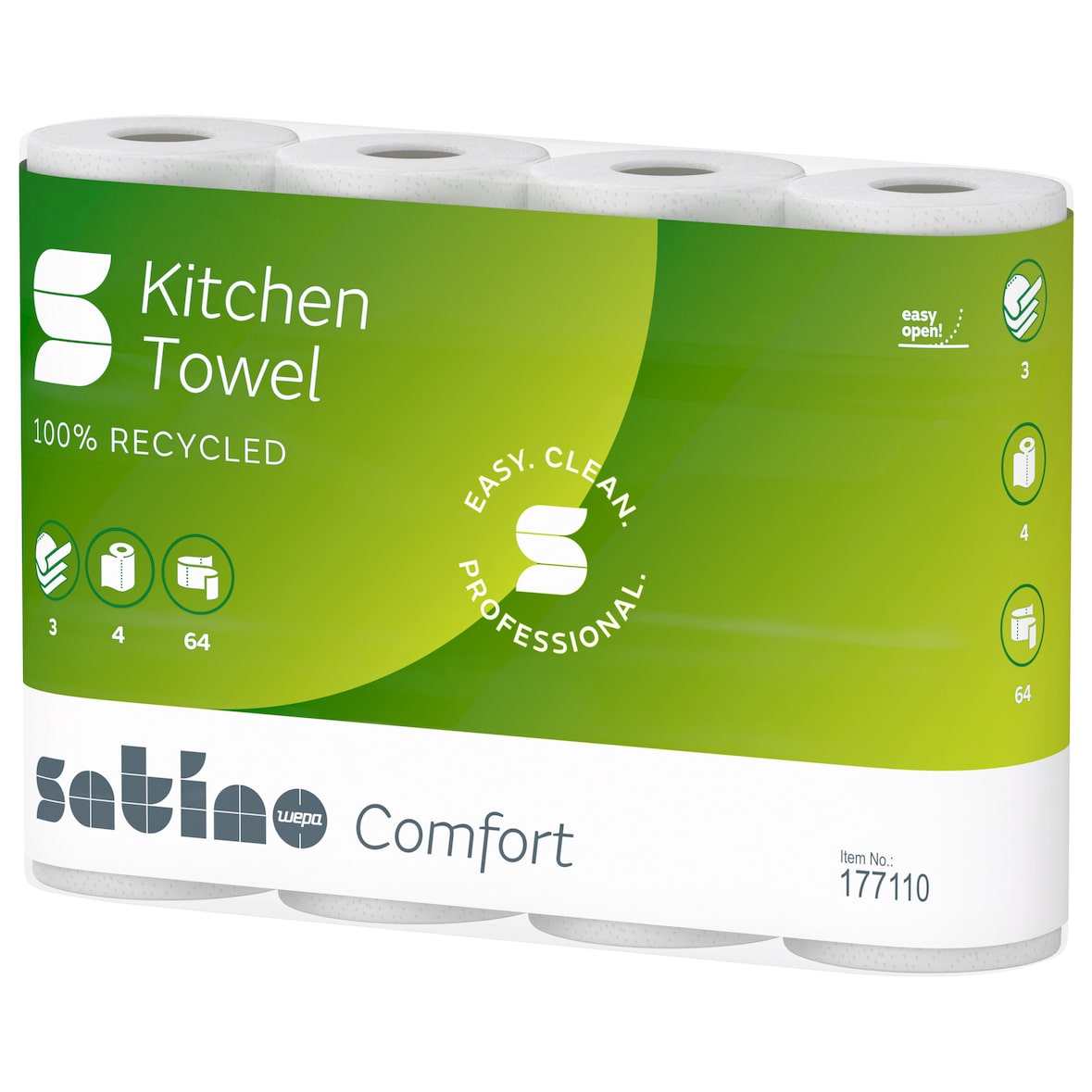 Satino by WEPA 177110 Küchenrolle Comfort 3lg. 26x22cm hw 64Bl 4St